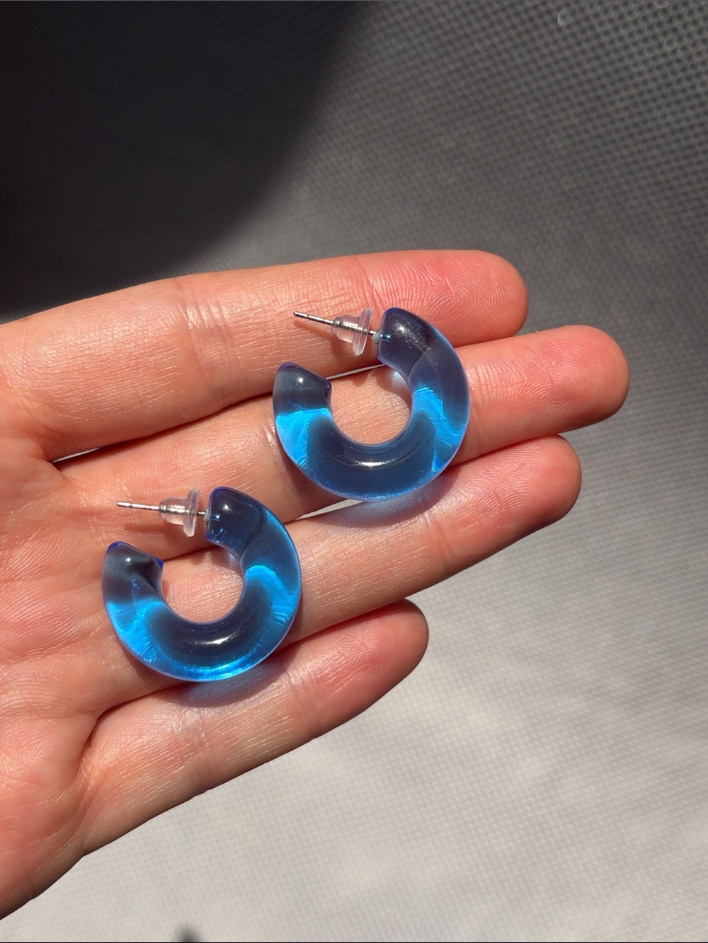 Blue Resin Hoop Earrings - Women's Jewelry